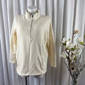 Cream Embroidered Women's Sweatshirt